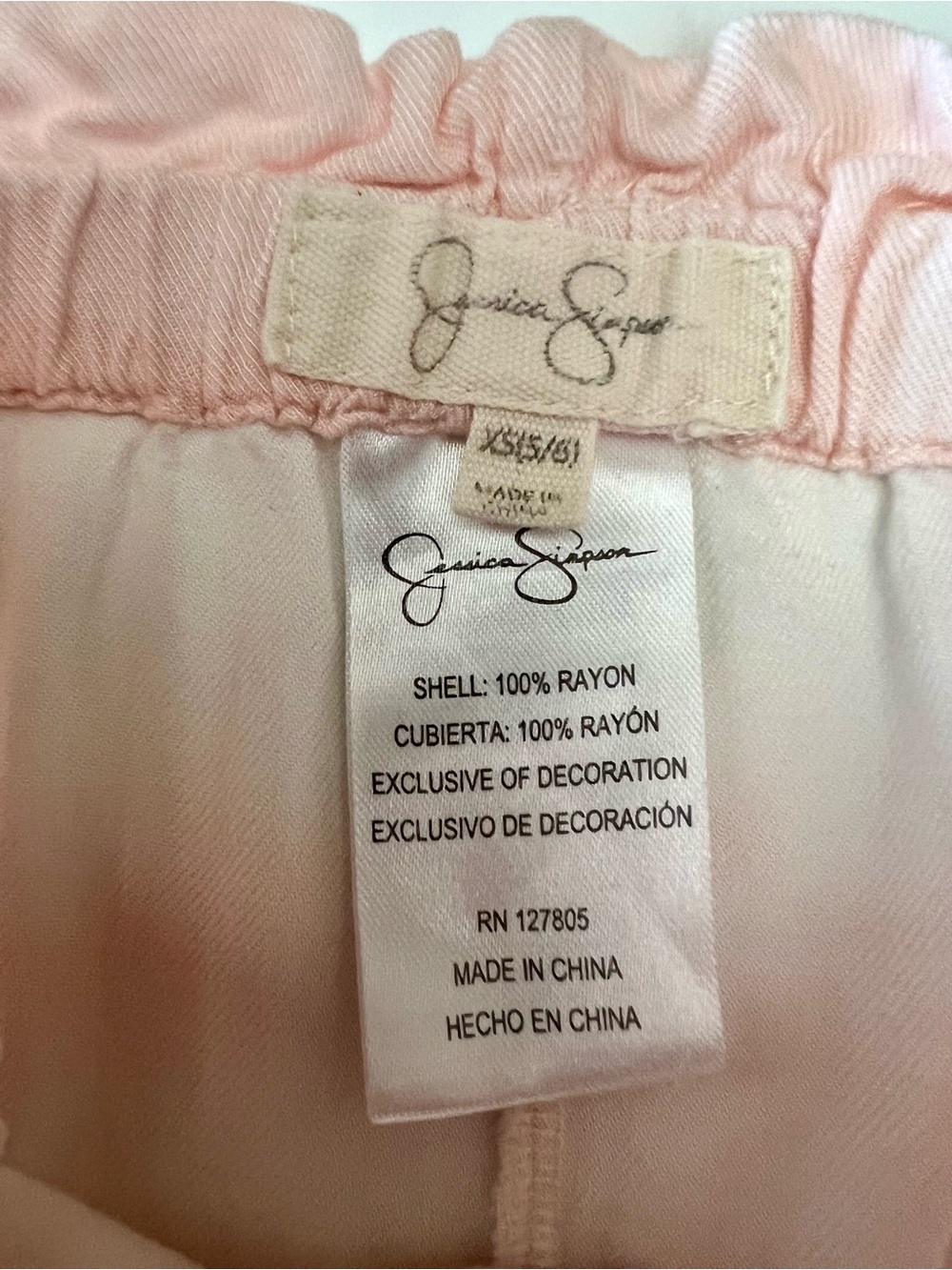 Girls Jessica Simpson Pink and White Tie-Dye Lounge Pants with Tassel - Picture 3 of 4